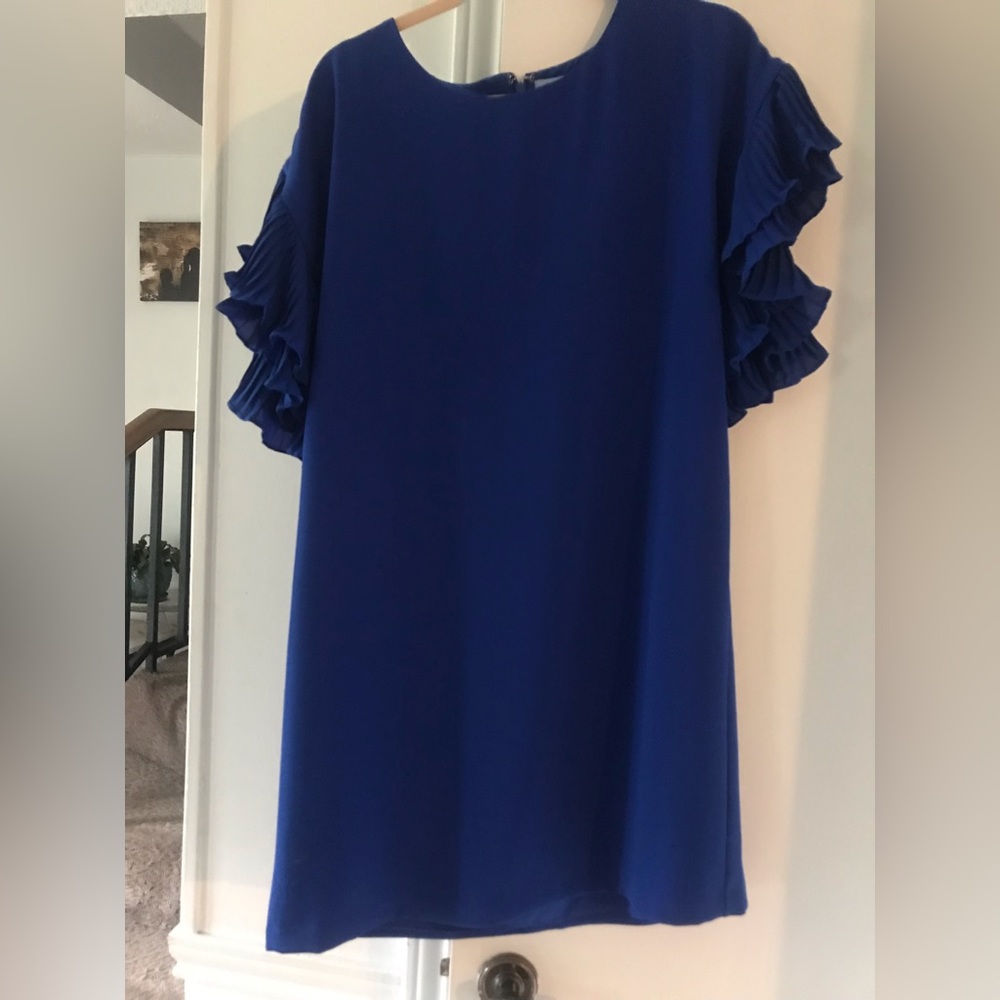 CeCe Royal Blue Ruffle Sleeve Shift Dress